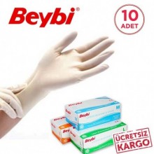 Beybi Lateks Pudrali Muayene Eldiveni - 10 Kutu (100'lü Paket)