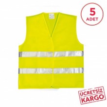 İkaz Yeleği Sarı Fosforlu Reflektörlü Yelek(5 Adet)