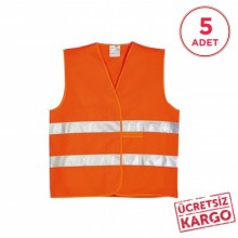 İkaz Yeleği Turuncu Fosforlu Reflektörlü Yelek(5 Adet)