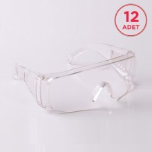 Şeffaf Gözlük Üstü Gözlük / İş Gözlüğü (12 Adet)