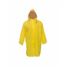 Sarı PVC Yağmurluk - Astarlı Kapşonlu Su Geçirmez 0,45 mm