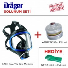 Drager Gaz Maskesi Seti (6300+Filtre+Eldiven)
