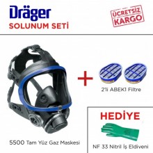 Drager Gaz Maskesi Seti (5500+Filtre+Eldiven)